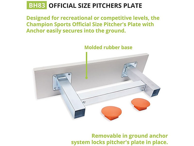Champion Sports Baseball Pitcher's Plate, White (BH83)