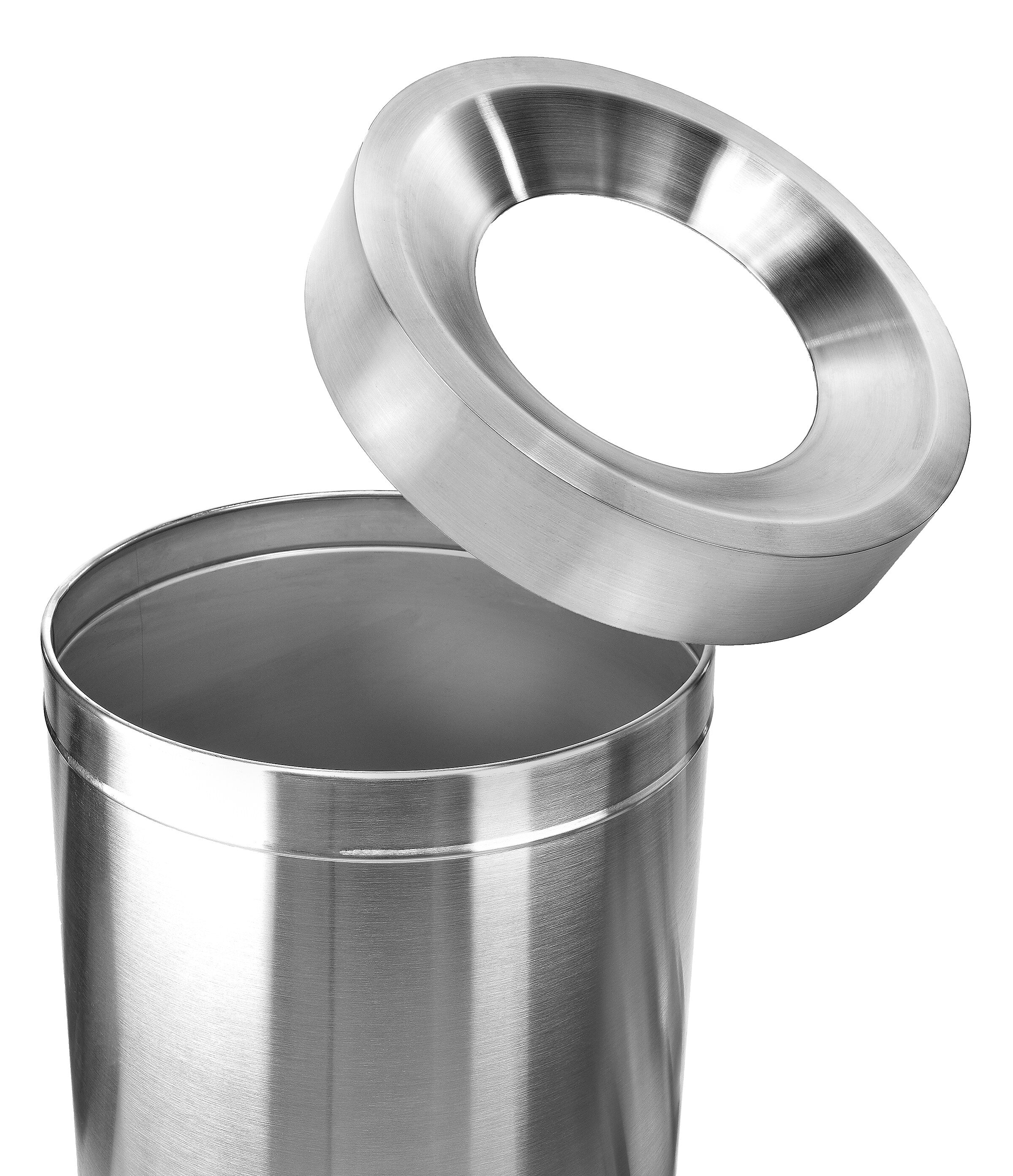 Alpine Industries Stainless Steel Trash Can with Open Lid, 100 Gallon, Silver, 2/Pack (ALP475-50-2PK)