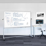 Luxor Double Sided Magnetic Porcelain Mobile Dry-Erase Whiteboard Easel, Aluminum Frame, 72"W x 40"H (DEMW002)