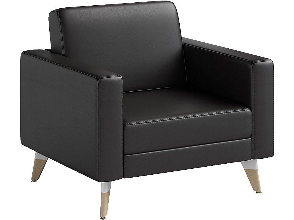 Safco Resi Vinyl Lounge Chair, Black (1732RESFEET4PKBL)