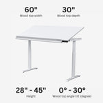 VersaDesk PowerLift 60"W Electric Adjustable Drafting Table, White (PEDT60-WW-APP)