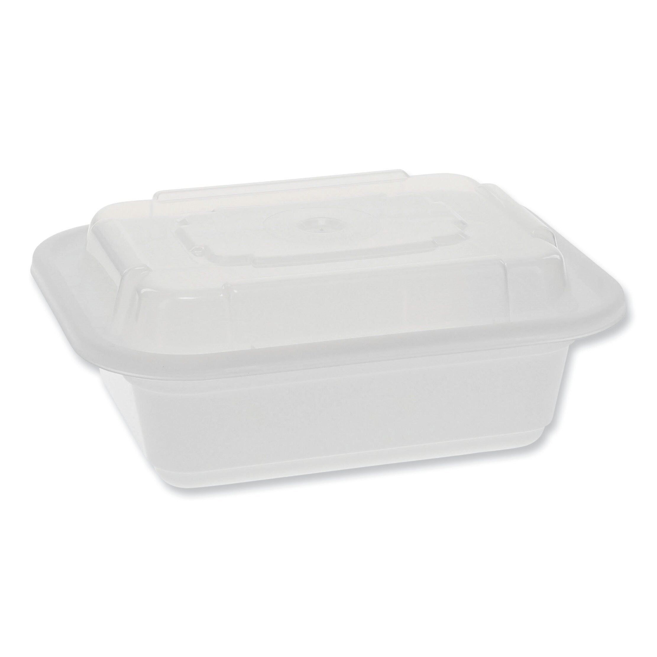 Pactiv Evergreen Newspring VERSAtainer Microwavable Containers, Rectangular, 12 oz, White/Clear, Plastic, 150/Carton