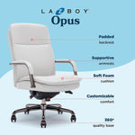 La-Z-Boy Opus Ergonomic Bonded Leather Swivel Executive Chair, Gray and Graphite (CCHR10015B)