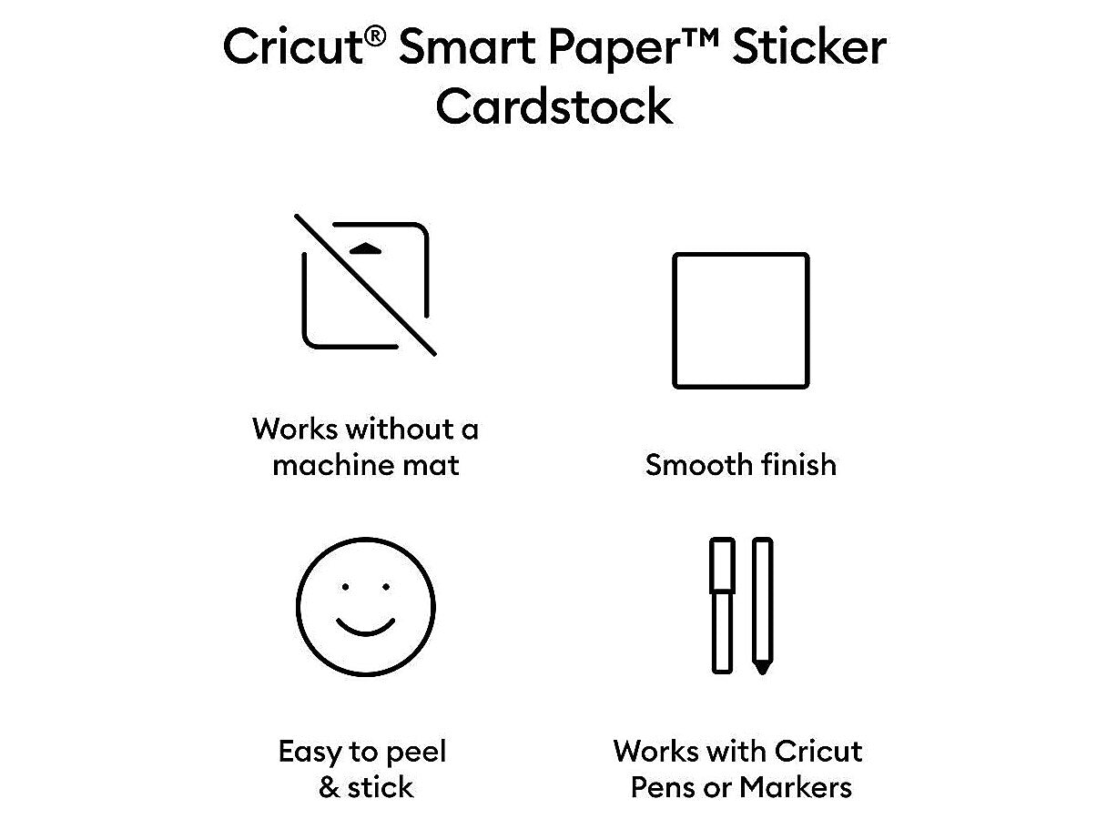 Cricut Smart Paper Die Cutting Sticker Cardstock Sampler, Assorted Colors, 20 Sheets/Pack (2009599)