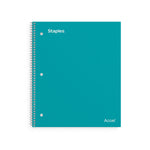 Staples Accel 1-Subject Notebook, 8.5" x 11", College Ruled, 100 Sheets, Teal (ST20955D)