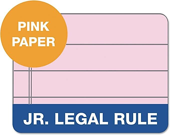 TOPS Prism+ Legal Notepads, 5" x 8", Narrow Ruled, Pink, 50 Sheets/Pad, 12 Pads/Pack (63050)