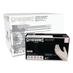 GloveWorks by AMMEX Latex Disposable Gloves, Powder-Free, 4 mil, Large, Ivory, 100 Gloves/Box, 10 Boxes/Carton