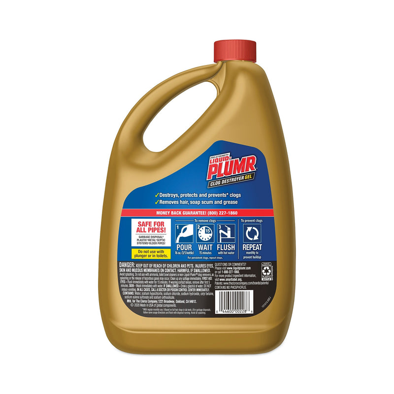 Liquid Plumr Clog Destroyer + PipeGuard, Gel, 80 oz, 6/Carton (CLO00228CT)