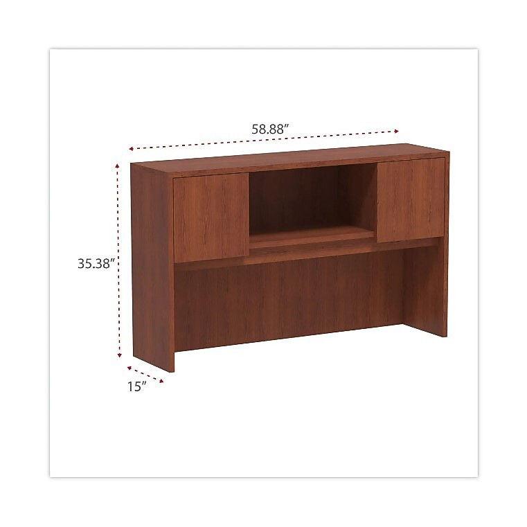 Alera Valencia Series Hutch With Doors, 58 7/8w X 15d X 35 1/2h, Medium Cherry