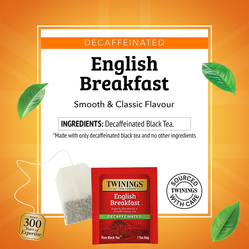 Twinings Decaf English Breakfast Black Tea Bags, 50/Box (TNA36534)