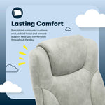 Serta Comfort Eco Ergonomic Velvet Fabric Swivel Executive Chair, Light Grey (CCHR10006A)
