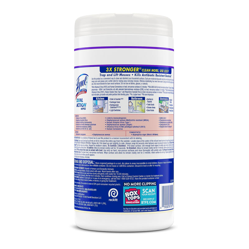 Lysol Dual Action Disinfecting Wipes, Citrus, 75 Wipes/Pack (1920081700)