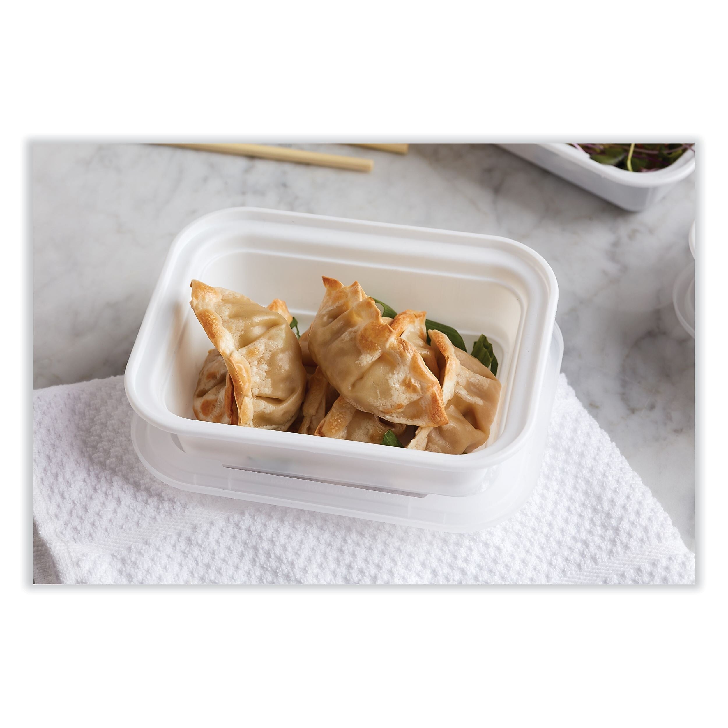 Pactiv Evergreen Newspring VERSAtainer Microwavable Containers, Rectangular, 12 oz, White/Clear, Plastic, 150/Carton