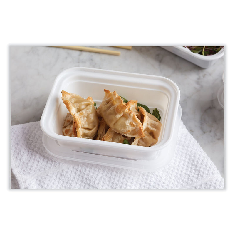 Pactiv Evergreen Newspring VERSAtainer Microwavable Containers, Rectangular, 12 oz, White/Clear, Plastic, 150/Carton