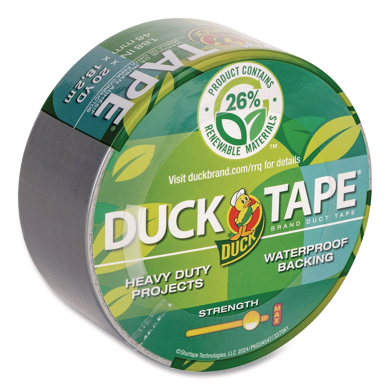 Duck Renewable Material Heavy Duty Packing Tape, 1.88" x 20 yds., Silver (243066)