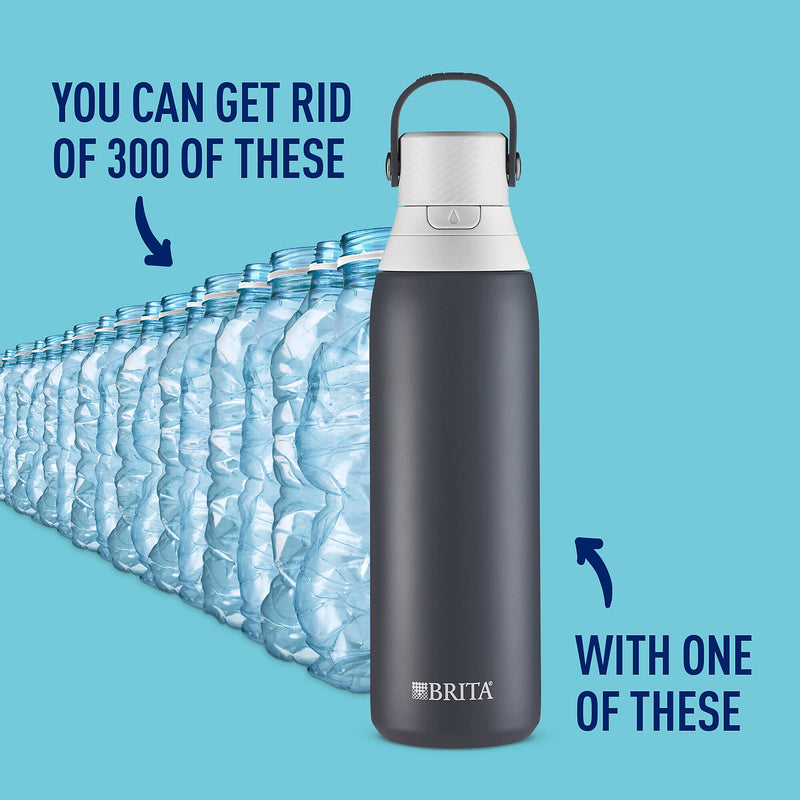 Brita Stainless Steel Filtered Water Bottle, 20 oz., Carbon (36447)