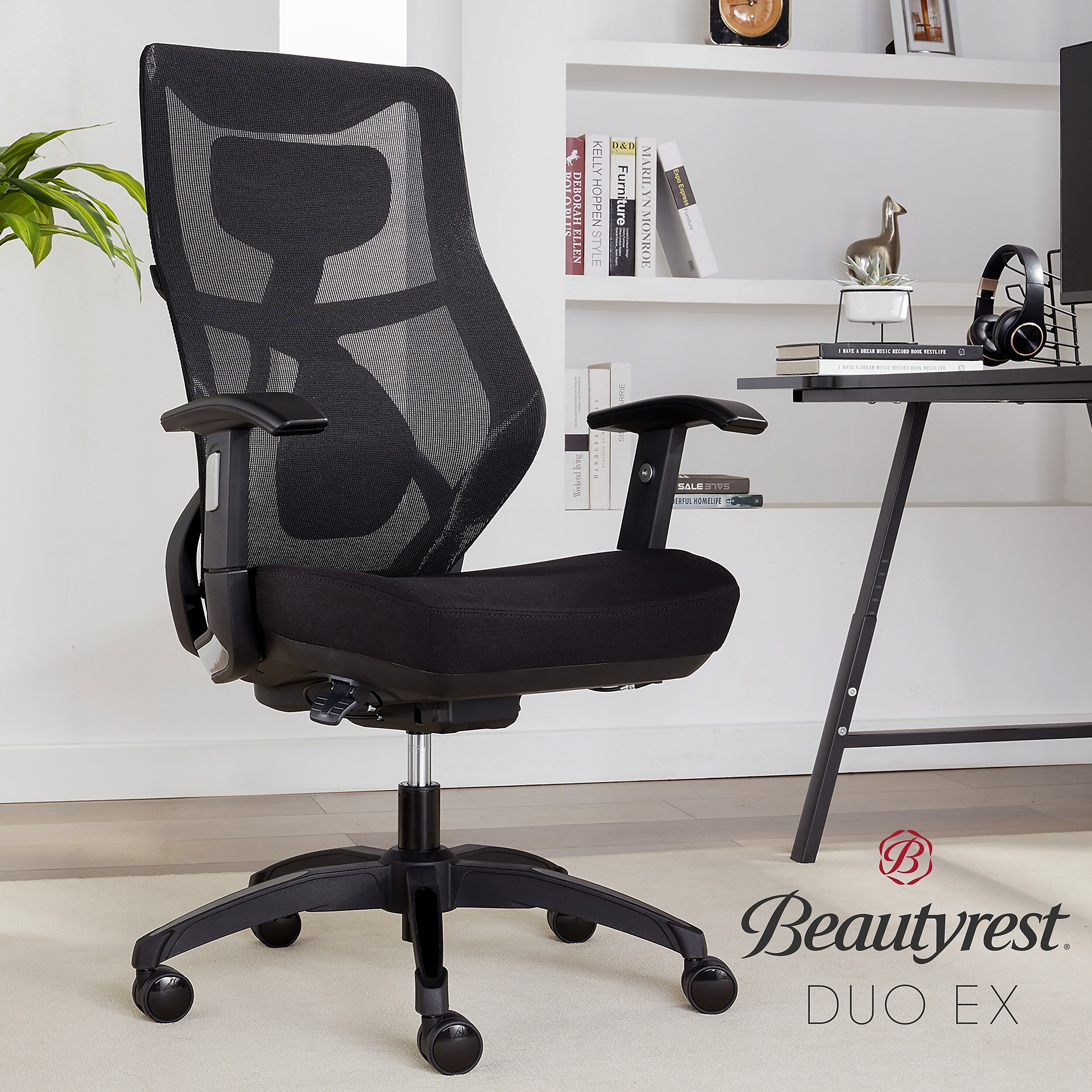 Beautyrest Duo-EX Ergonomic Mesh Swivel Task Chair, Black/Gray (60051GRY)