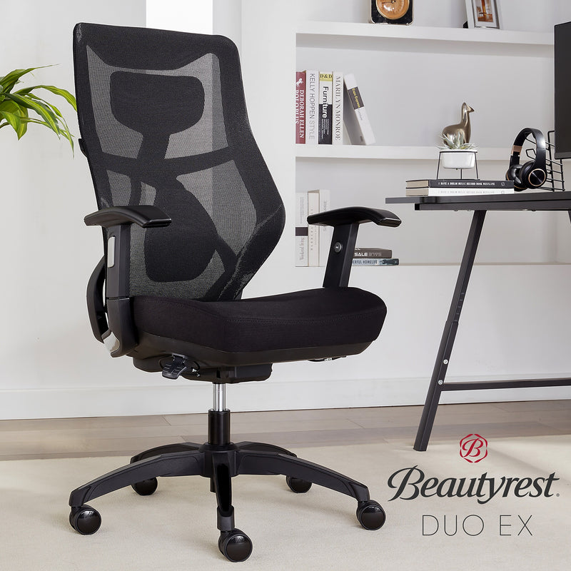 Beautyrest Duo-EX Ergonomic Mesh Swivel Task Chair, Black/Gray (60051GRY)