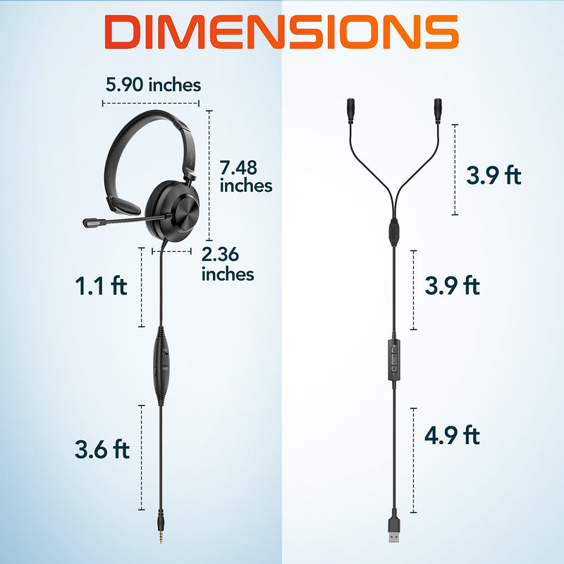 Delton T30Y Training Headset with Master Adapter, Computer Headset Splitter Training Supervising Coaching Bundle (DWHT230Y)