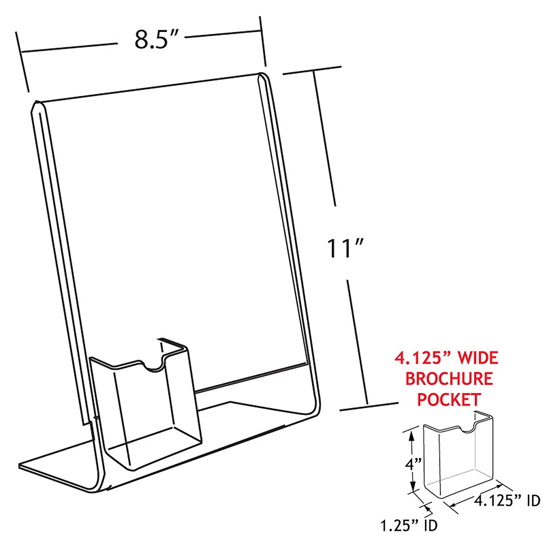 Azar Sign Holder, 8.5" x 11", Vertical, Table Top, Clear, Acrylic, 10/Pack (252055)