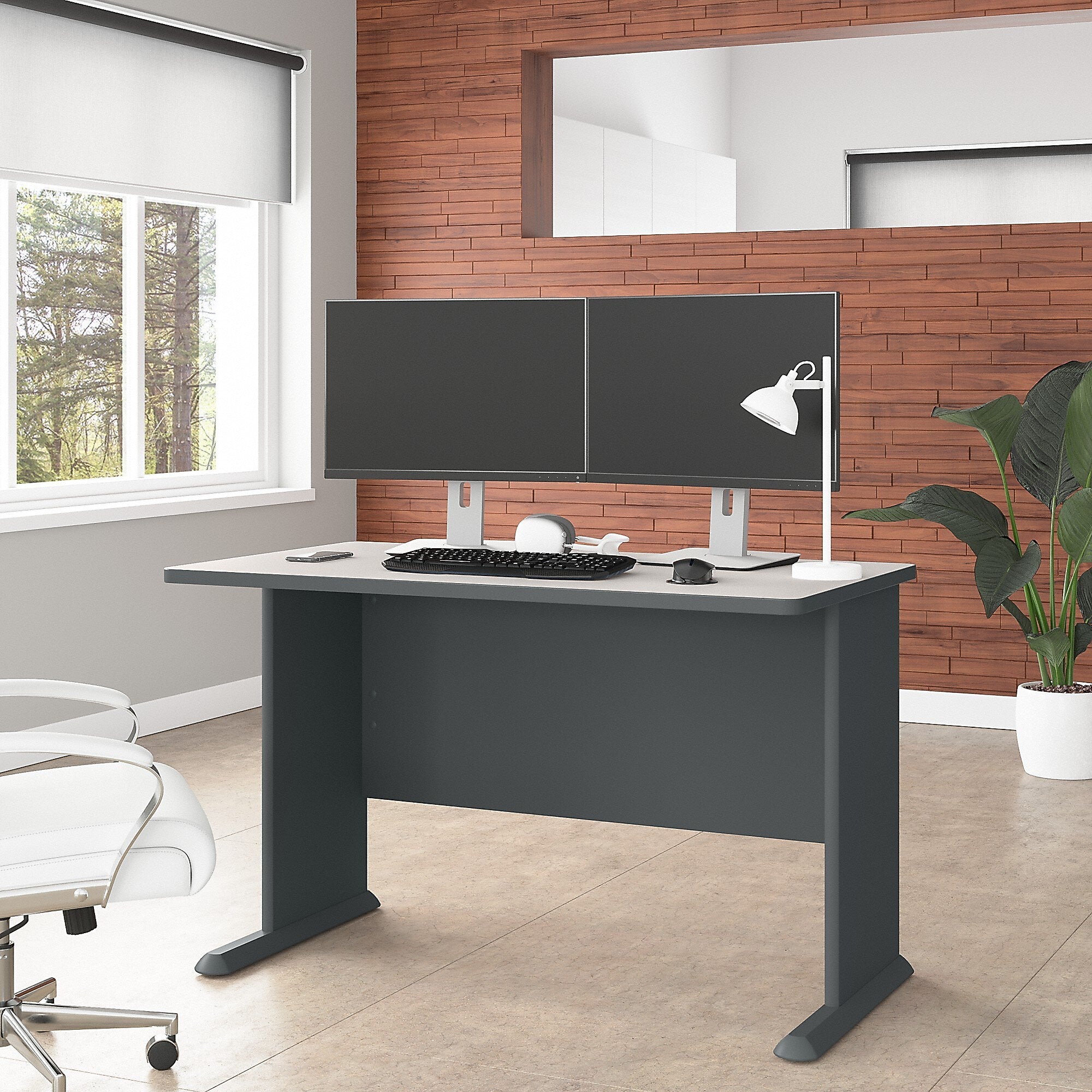 Bush Business Furniture Cubix 48"W Desk, Slate/White Spectrum (WC8448A)