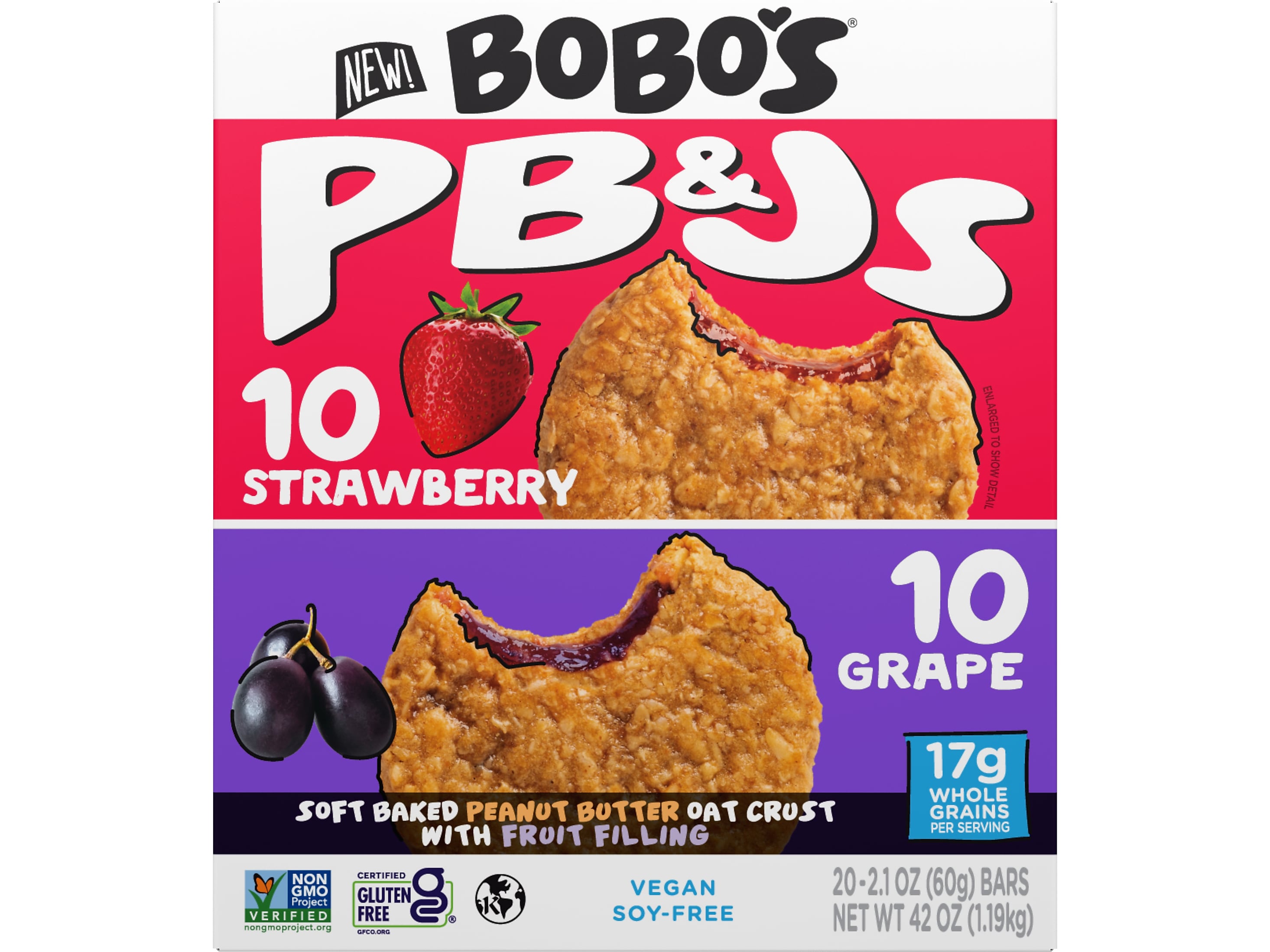 Bobo's PB&J Gluten-Free Oat Bar Variety Pack, 2.1 oz., 20 Bars/Box (810-D)