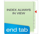 Pendaflex 30% Recycled Pressboard Classification Folder, 2-Divider, 2.5" Expansion, Legal, Light Green, 10/Box (23324R)