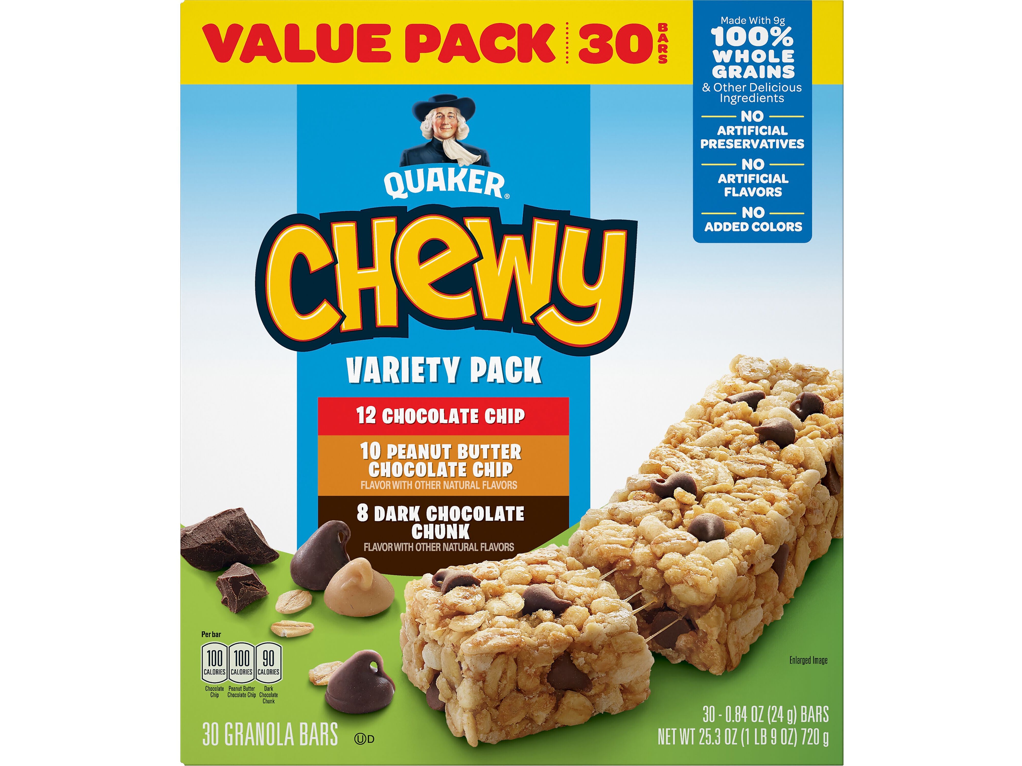 Quaker Chewy Granola Bars Variety Pack, 25.3 oz., 30 Bars/Box (57341)