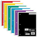 Mead 1-Subject Notebooks, 8" x 10.5", Wide Ruled, 70 Sheets, Assorted Colors (05510)