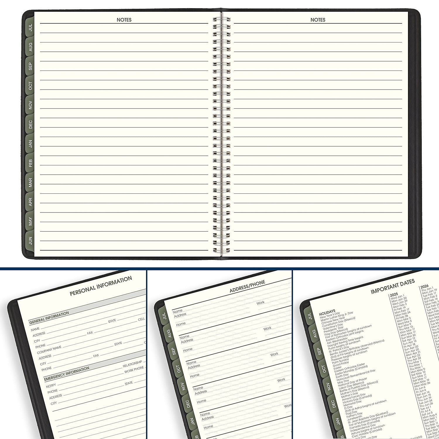 2025-2026 AT-A-GLANCE Recycled 8.25" x 11" Academic Weekly & Monthly Appointment Book, Faux Leather Cover, Black (70-957G-05-26)