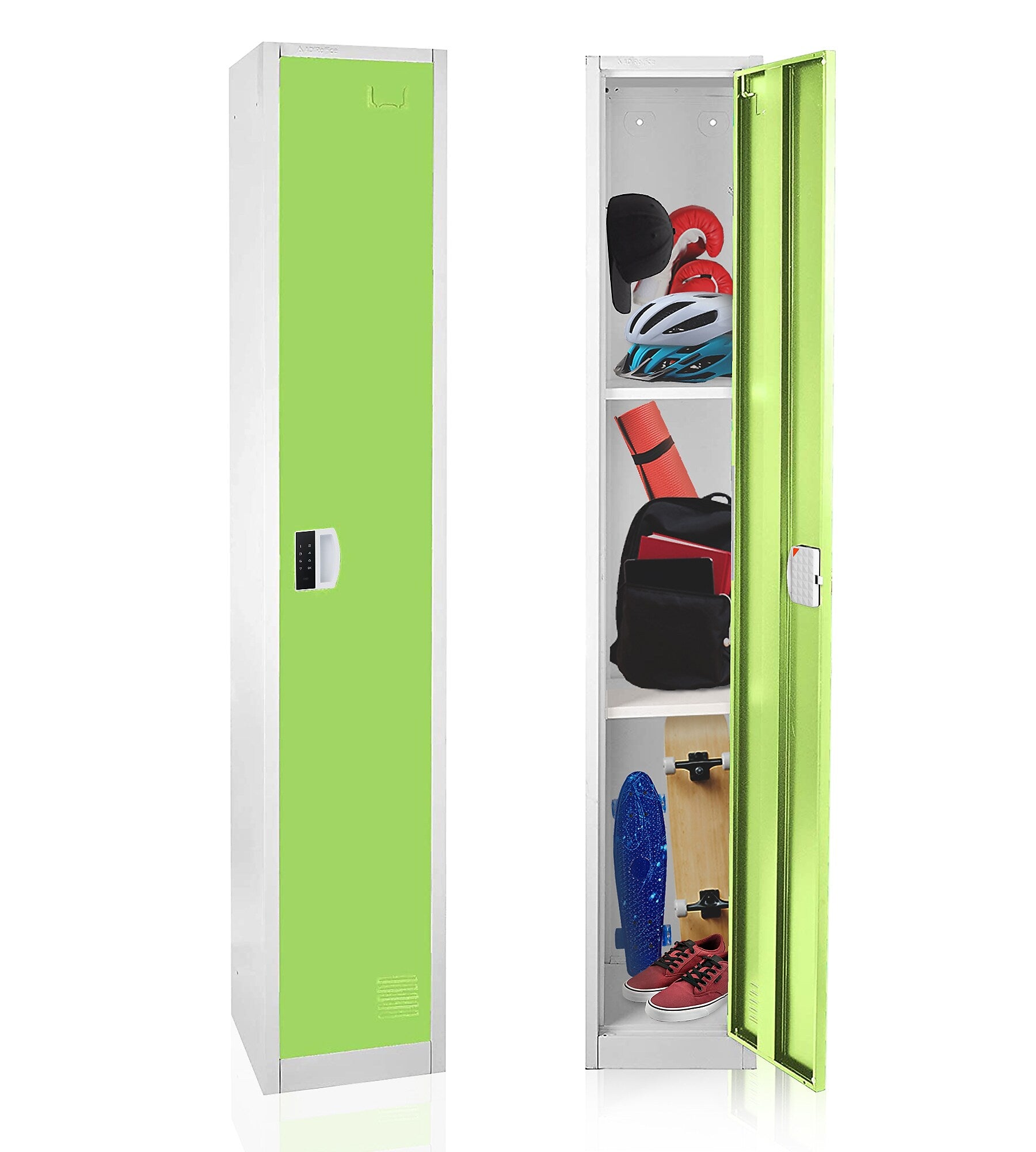 AdirOffice 72"H Single Tier Green Storage Locker (ADI629-201-GRN-DL)