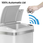 halo Stainless Steel Rectangular Sensor Trash Can with AbsorbX Odor Control System and Fragrance, White, 4 Gal. (SC04SW)