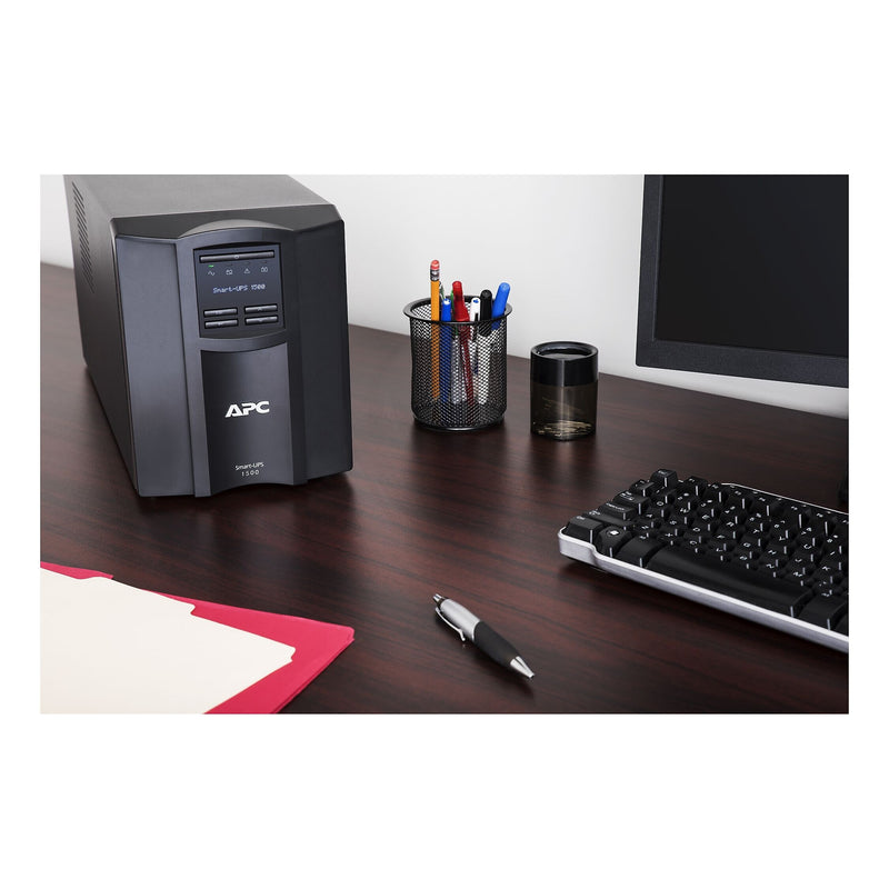 APC Smart-UPS, Line Interactive, 1500VA, Tower, 120V, 8x NEMA 5-15R outlets, SmartConnect Port+SmartSlot, AVR, LCD (SMT1500C)