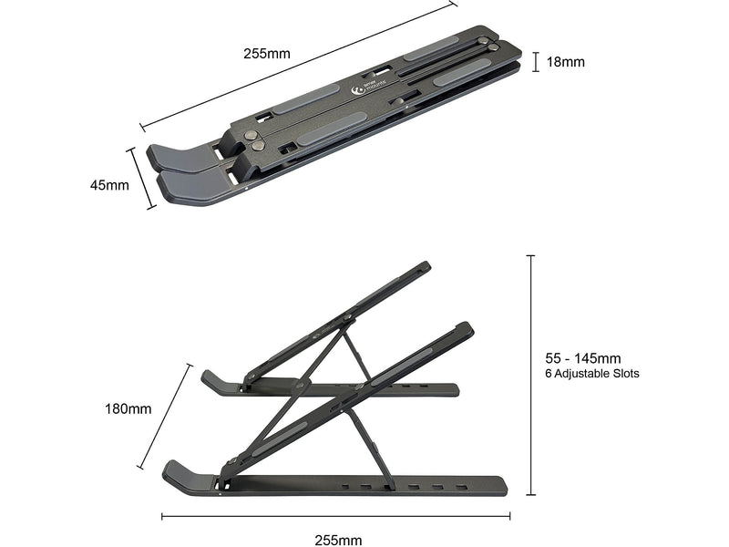Amer 10" x 6" Aluminum Folding Laptop Stand, Dark Gray (AMRNS02DG)