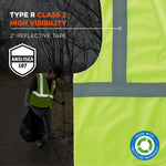 GloWear 8205HL-ECO High Visibility Sleeveless Vest, ANSI Type R Class 2, Lime, XS, (21981)