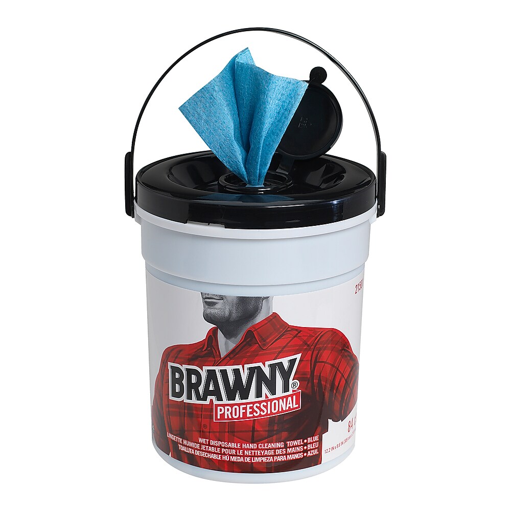 Brawny Industrial Cloth Cleaning Wipers, Blue, 84 Wipers/Box (21501)
