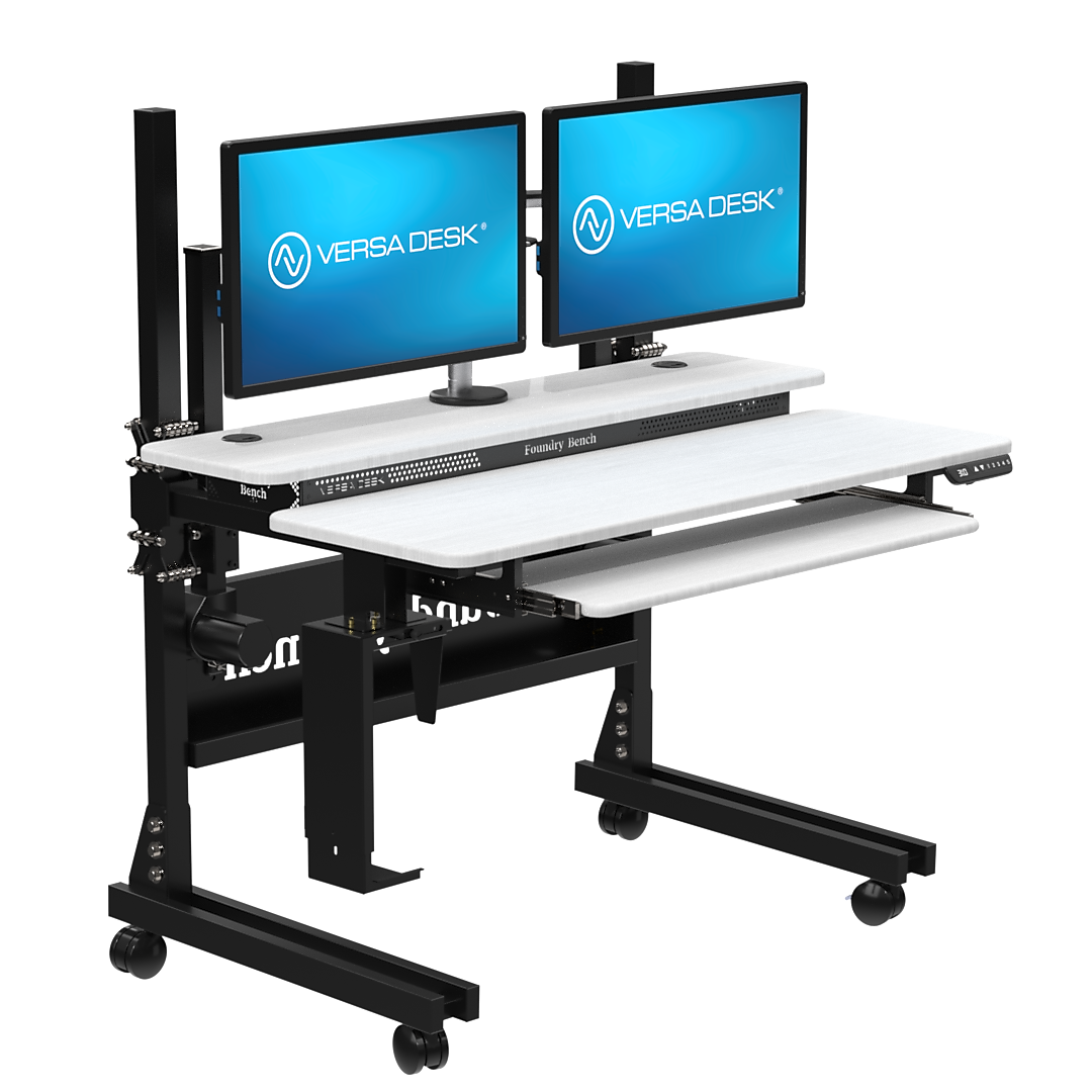 VersaDesk Foundry Bench 48"W Electric Rectangular Adjustable Standing Desk, White/Black (FB4830-BW-APP)