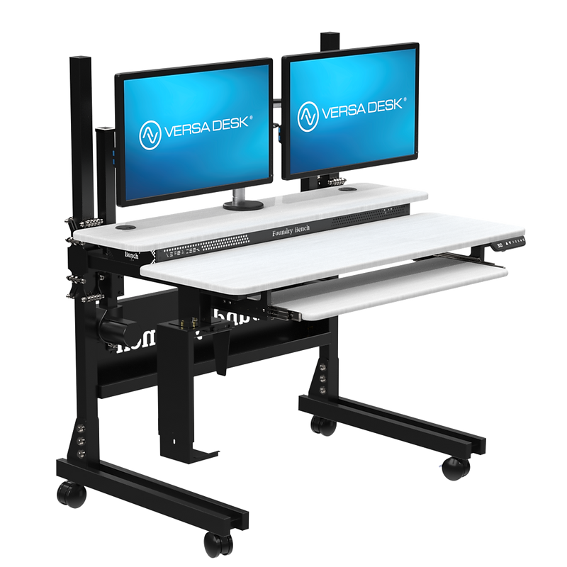 VersaDesk Foundry Bench 48"W Electric Rectangular Adjustable Standing Desk, White/Black (FB4830-BW-APP)