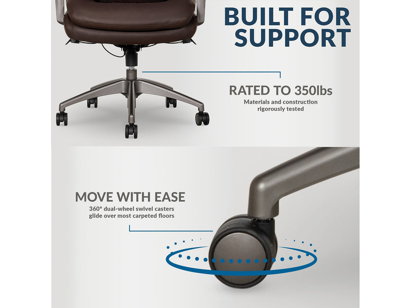 La-Z-Boy Nova Ergonomic Polyurethane Swivel Executive Chair, Brown (52372-BRN)