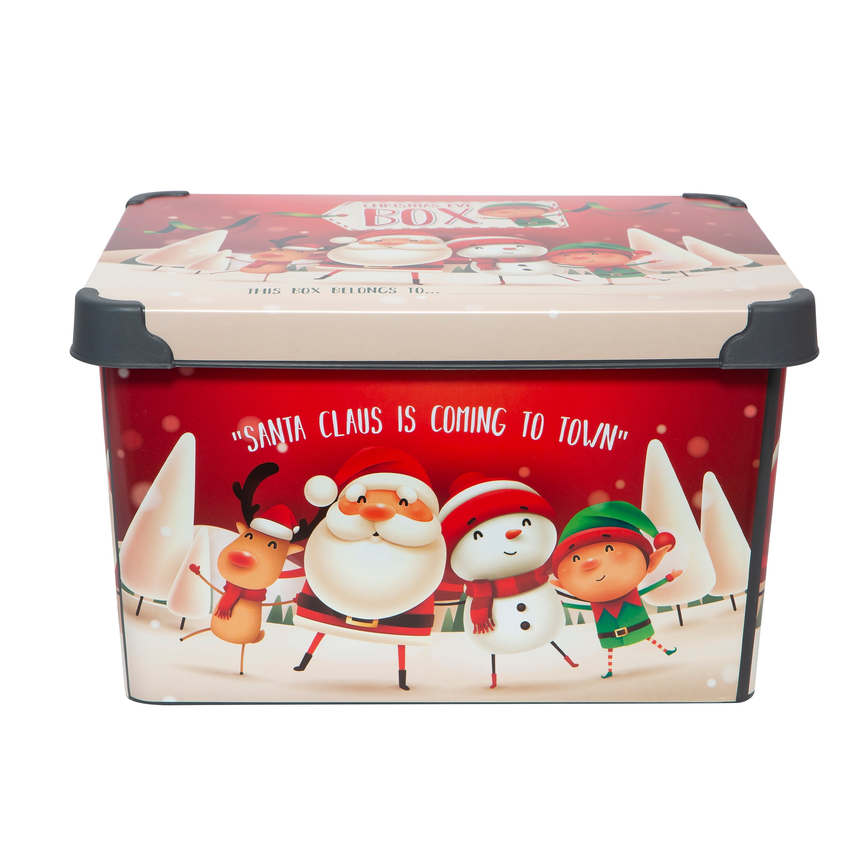 Simplify Santa Clause is Coming to Town Design Storage Tote Bin with Lid, Plastic, Multicolored (9080-10)