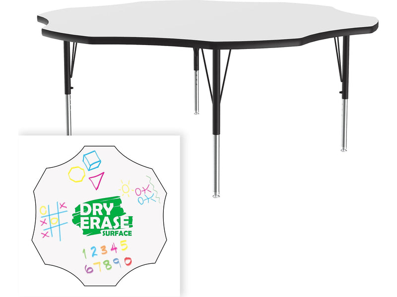 Correll 60" Flower-Shaped Activity Table, Height-Adjustable, Frosty White/Black (A60DE-FLR-80)