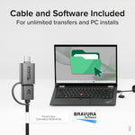 Plugable 6.6' USB Data Transfer Cable with USB-C Adapters (USBC-TRAN)