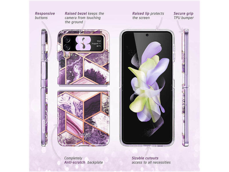 i-Blason Cosmo Marble Purple Snap Case for Samsung Galaxy Z Flip4 (Galaxy2022-ZFlip4-5G-Cosmo-Ameth)