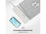 JOURNEY ALTI SLIM Wireless Charging Vegan Leather/Felt Desk Pad, 11.8" x 32.6", Light Gray (JWCDMSLG)