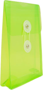 JAM Paper Premium Plastic Filing Envelope with Button & String Closure, 4 1/4" x 6 1/4", Lime Green, 3/Pack (473B1LIX3)