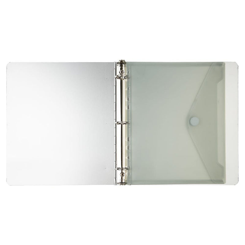JAM Paper Plastic Binder Pocket, Gray, 3/Pack (235738956AX3)
