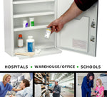 Viva Comfort Steel Locking Surface-Mount Medicine Medical Cabinet with Pocket, 1.1 cu. ft., White (ADI999-06-WHI-MK)