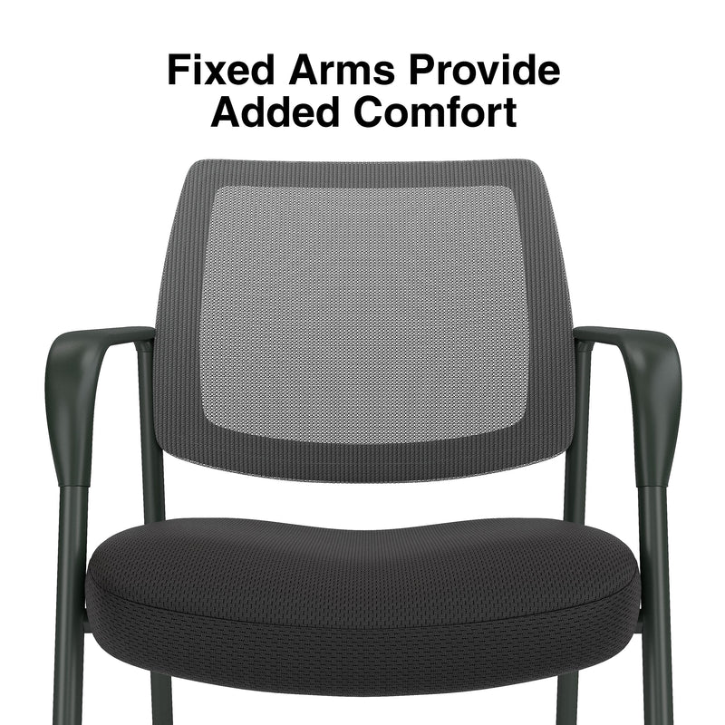 Staples Essentials Mesh/Fabric Guest Chair, Black (UN61297-CC)