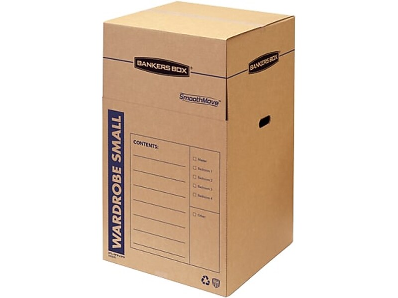 Bankers Box SmoothMove 20.38" x 34.5" x 20.38" Wardrobe Box, Kraft, 3/Carton (7710902)