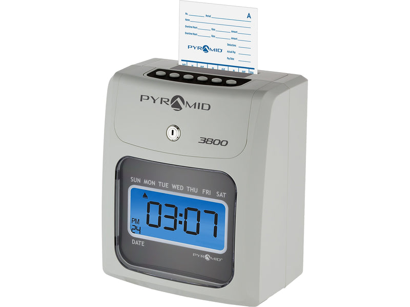 Pyramid Time Systems 3800 Punch Card Time Clock System, Ivory/Charcoal (3800SK1)